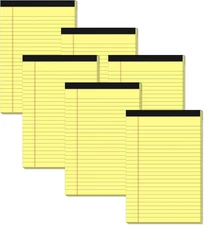 Yellow Note Pads 5x8 Small Legal Pads College Ruled Notepad for Office 6 Pack Ye