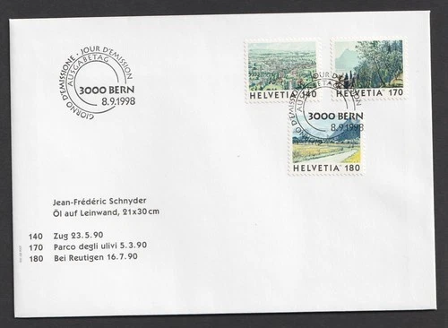 1998 Switzerland Paintings by Jean-Frederic Schnyder FDC. Bern First Day Cover