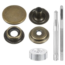 24Set 17mm Leather Snap Fastener Kit 3.31" Long W 4 Install Tools, Bronze
