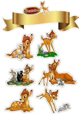 Bambi Essbar Deer Party Tortenaufleger Torte  Geburstag Zuckermasse + TEXT