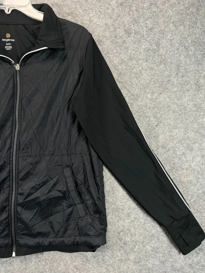 Chaqueta Mandarina Mujer S Pequeña Negra Blanca Malla Tubería Cremallera Completa Ropa Activa Foto 4 de 4