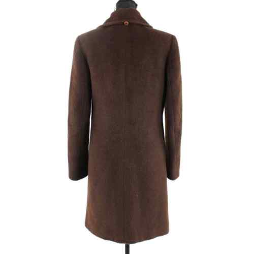 Versus Gianni Versace Alpaca Wool Logo Button Double Breasted Brown Pea Coat 38 - Picture 5 of 8