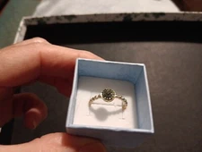 geniune Green Diamond  ring .15ctw. sz10 Yg plated Over 925 Sterling Silver