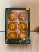 Vintage Visions By Holly  Set Of 6 Gold Balls  Ornaments 