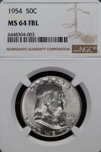 1954 Franklin Half Dollar NGC MS64 FBL *DoubleJCoins* 1800-63
