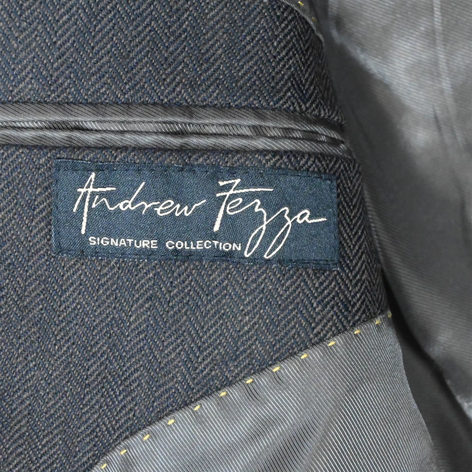 Andrew Fezza 44S Brown Herringbone Cary 100% Wool Mens Blazer Suit Jacket Coat - Image 4 of 4