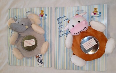 Animal Baby Mirror Beverly Hills Teddy Bear Co. ELEPHANT & COW 2 toy LOT Sale!!