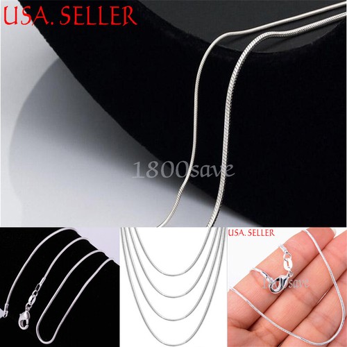 Tarnish-Free 925 Sterling Silver Snake Chain Necklace – Italian Crafted, Lobster Clasp, 1mm Thick (Men & Women)