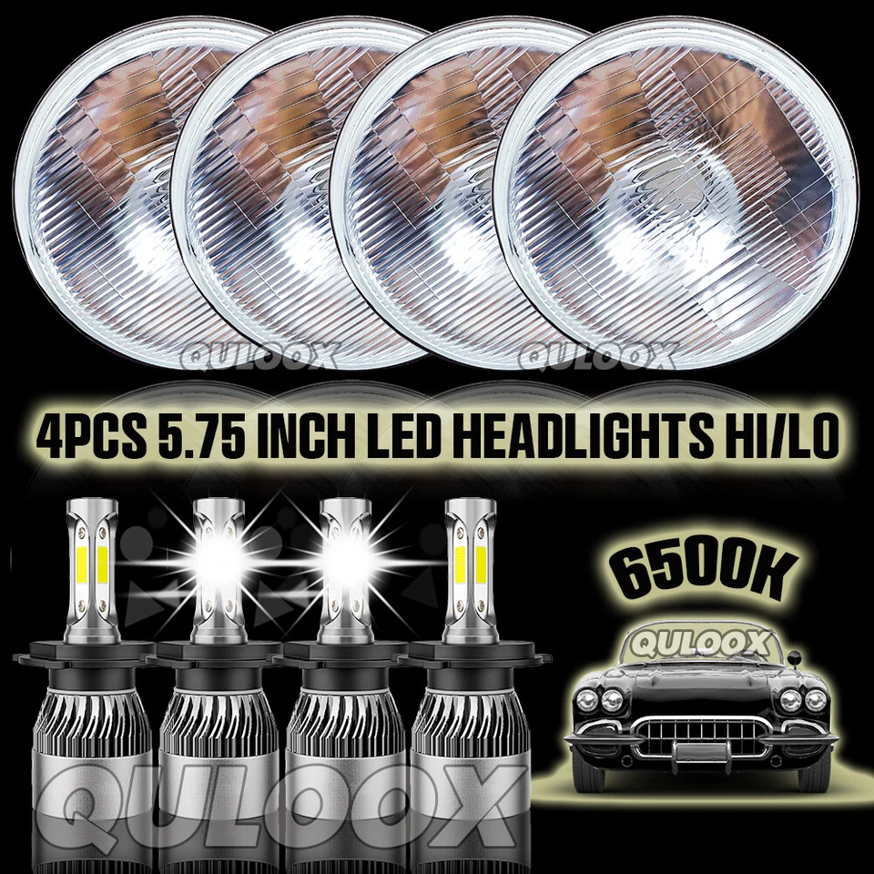 Fit Mercedes-Benz 380SL 450SL 560SL 4PCS 5.75" Round LED Headlights Hi/Lo Beam - Image 4 of 4
