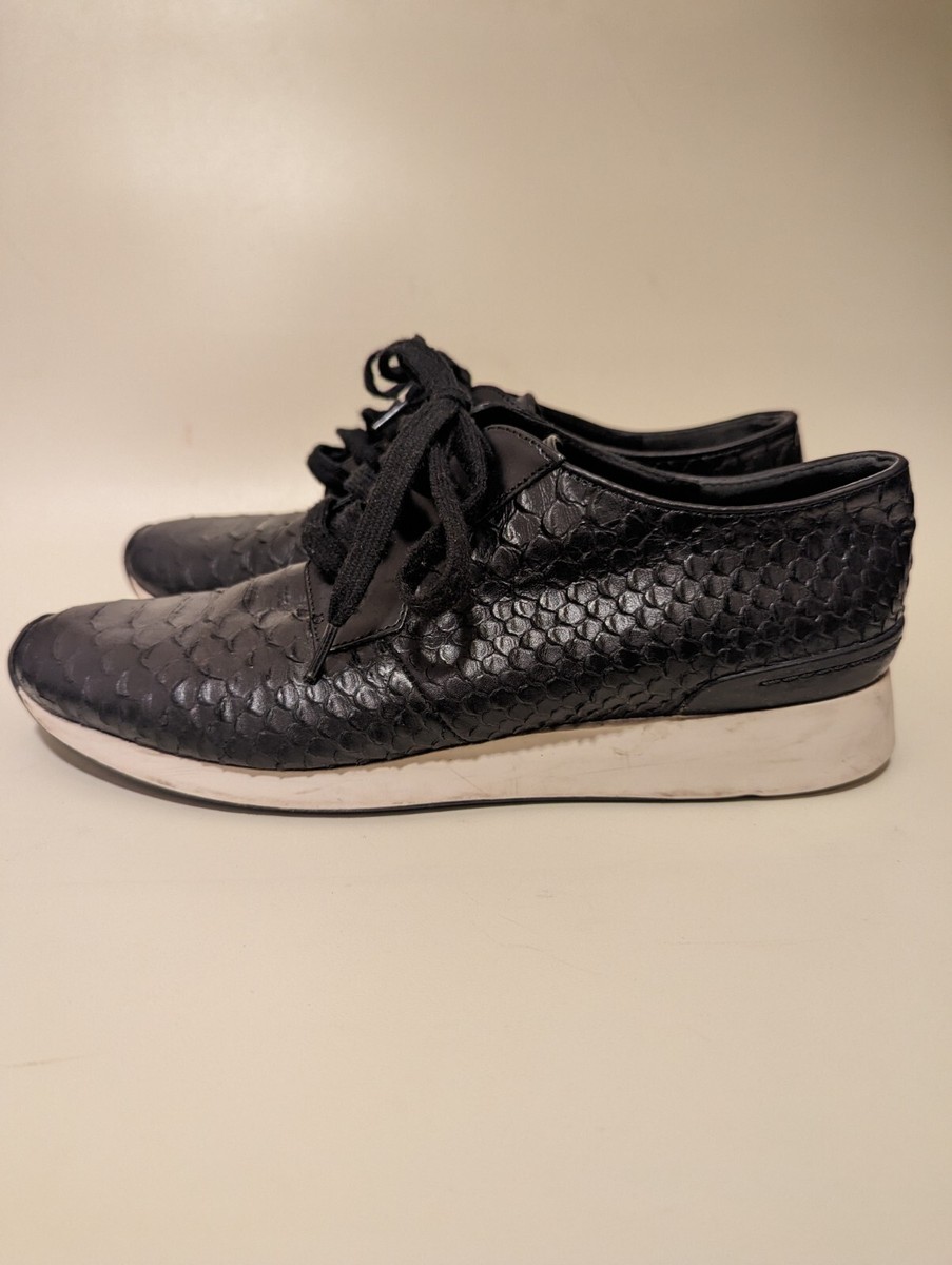 Vince Rayner Snake Embossed Leather Casual Sneakers Size 8.5 Black $295 View 6