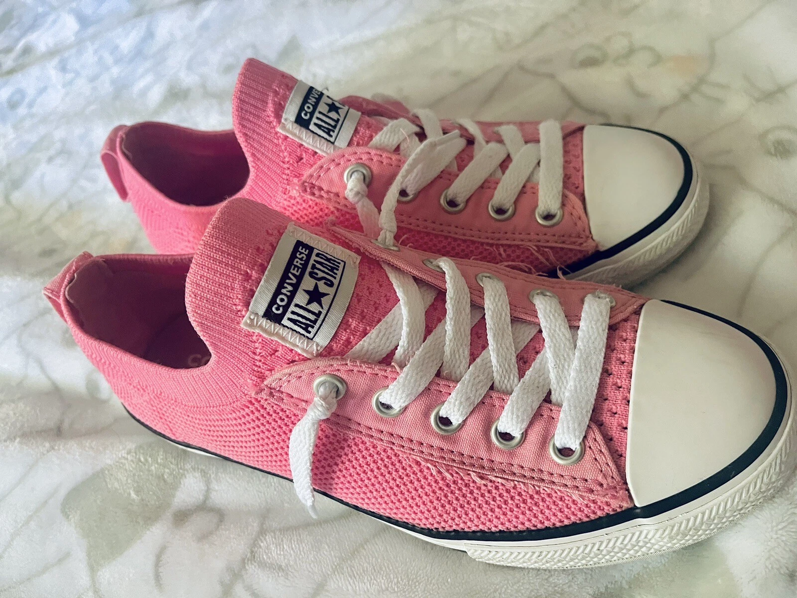 Sneakers basse Converse All Star da bambina rosa Chuck Taylor in maglia taglia 3