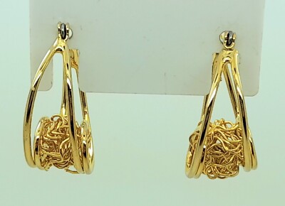 Boho Simple Geometric style Thick double Small Gold Tone Hoop fashion earrings