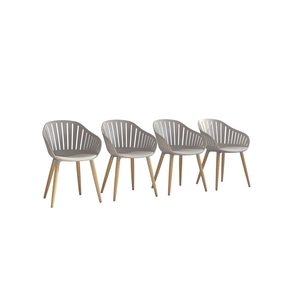 Sillas de comedor de exterior Amazonia Loira 4 piezas | Acabado teca | Sillas blancas Foto 2 de 4