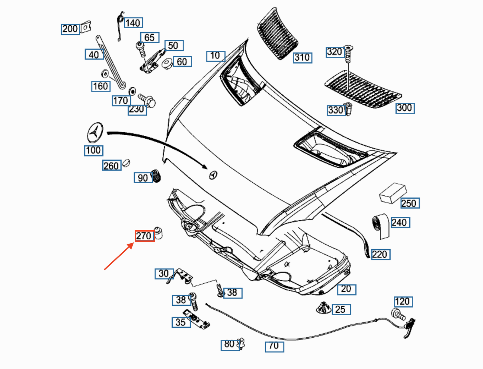 MB SPRINTER W906 Gummipuffer für Motorhaube innen, A1089870240