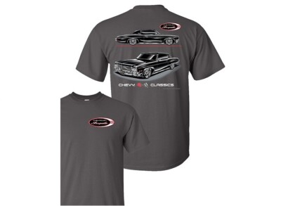 IMPALA T-SHIRT GRAY BLACKLINE CHEVY CLASSIC IMPALA M-XL 24.99+2XL,3XL FS NEW