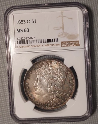 1883 O $1 Morgan Silver One Dollar NGC MS63 Beautiful Toning