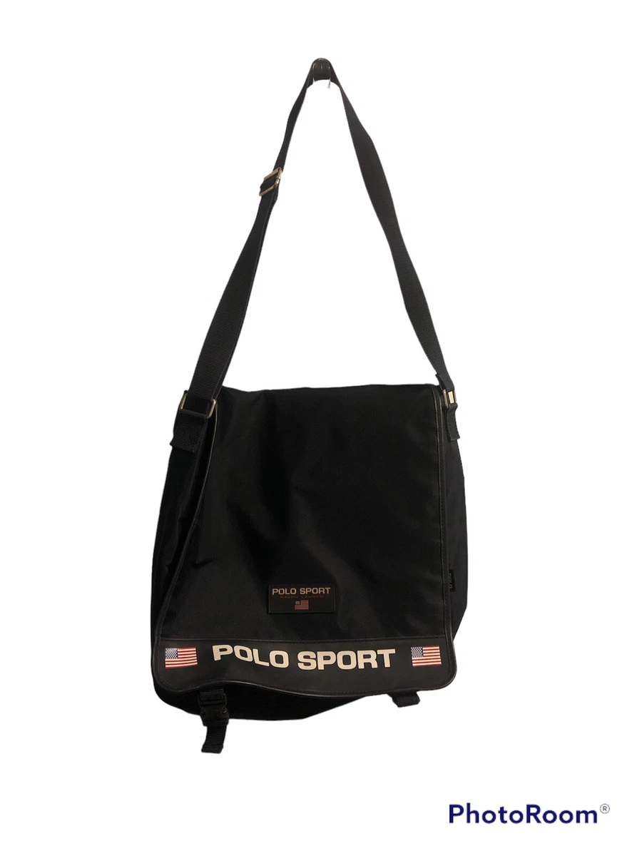 Vintage 1990s Polo Sport Ralph Lauren Embroidered Logo Navy Shoulder Bag