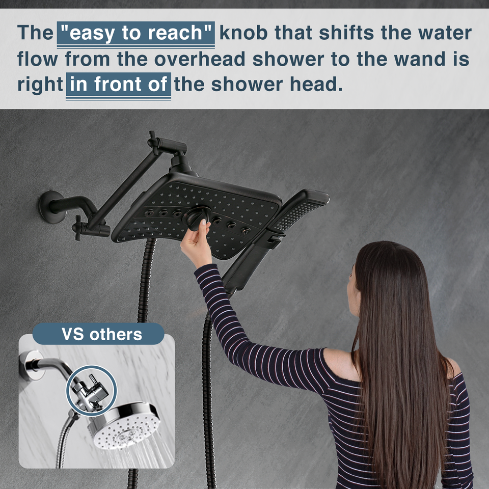Bright Showers Multi-Function Rain Chrome Shower Head – 4 Spray Patterns Rectangle