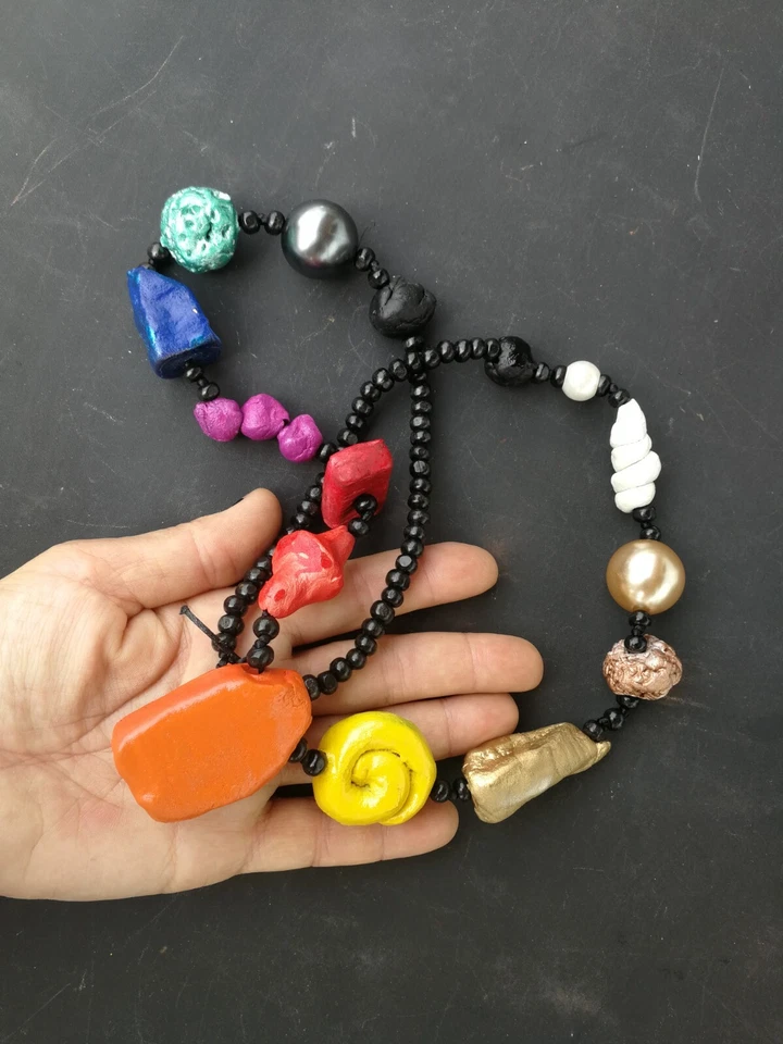 Moda Collar Joyería Primitiva Diseño Mínimo Distintivo Estación Arco Iris Raro Foto 2 de 4