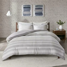 URBAN HABITAT TWIN XL 2 PIECE DUVET COVER SET COLOR GRAY STRIPE NIP