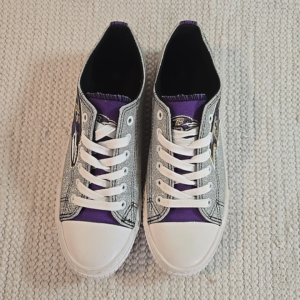 Foco NFL Baltimore Ravens Glitter Low-top Canvas Sneaker Shoes Women's Size 10 - Image 2 of 4
