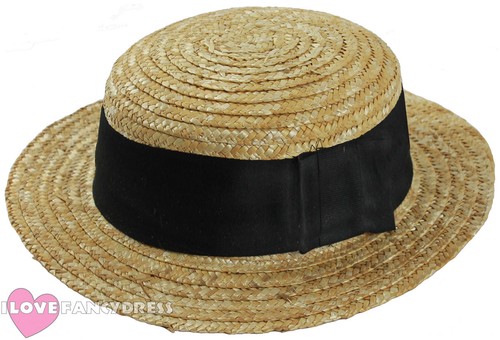 DELUXE STRAW BOATER HAT 1920'S ROWING 