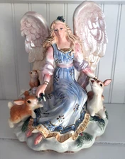 FITZ AND FLOYD PEACEABLE KINGDOM - Angel Pillar Candleholder w/ Box 8.5"H - MINT