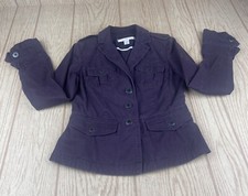 Ann Taylor LOFT Womens Sz 2 Purple Long Sleeve Button Front Cropped Jacket VGUC