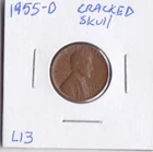 1955-D Lincoln Cent Skull Cracks L13