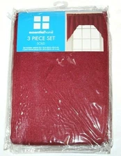 Essential Home 3 Piece Valance & Jabot Tailored Piece Window Set - Solid Red