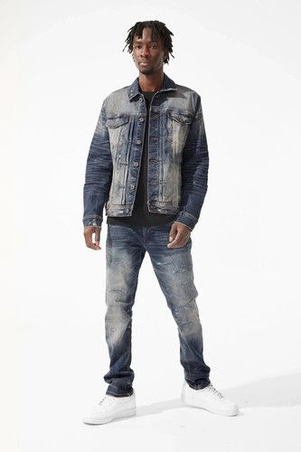 New Men's Jordan Craig Amsterdam Denim Trucker Jacket (Desert) Size Large - Picture 2 of 2