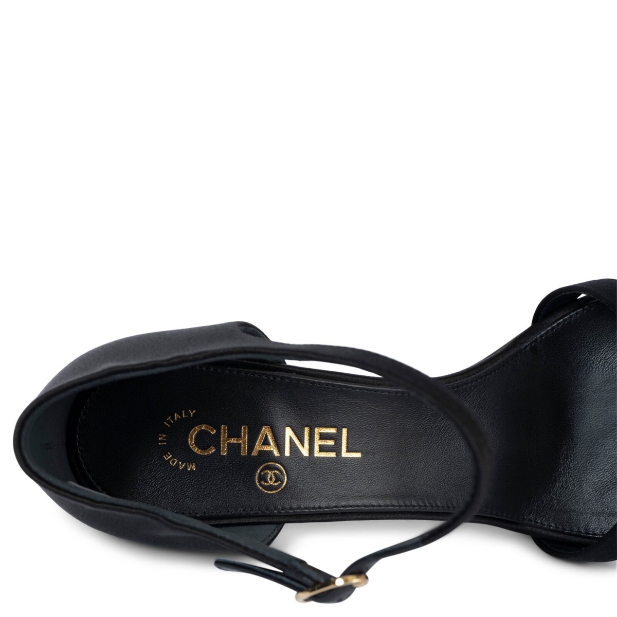 70203 auth CHANEL black satin 2022 22K PEARL HEEL Sandals