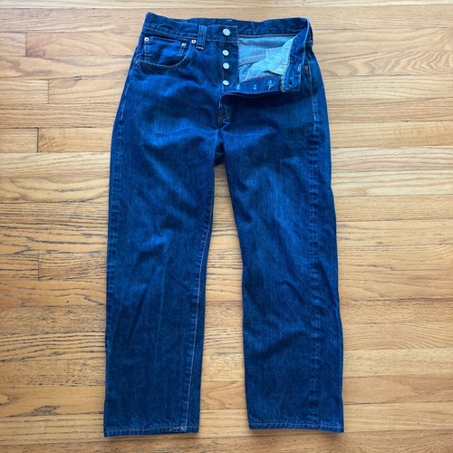 VINTAGE 1947 STILE LEVIS 501XX BIG E JEANS UOMO BLU INDACO CIMELLA DENIM 32 - Foto 2 di 13