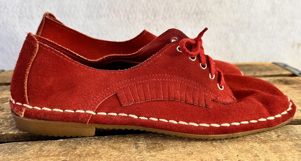 Mocasines de gamuza rojos zapatos planos IMPO retro EU 37 US 6.5 para mujer Foto 4 de 4