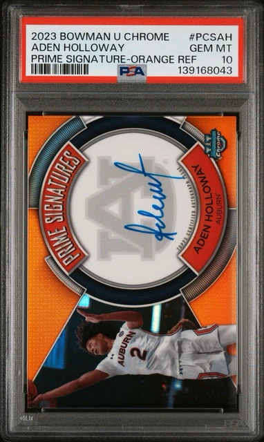 2023 Bowman Chrome U Aden Holloway Auto /25 Prime Orange On Card Rookie PSA 10