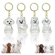 4 Pack Dog Hair Keychain Set for Pet - Keepsake Bottle to Preserve Fur Memor