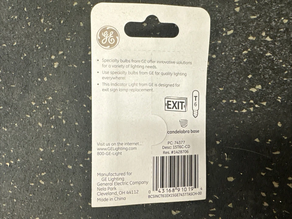 (6 Pack) GE Exit Sign Lamp - T6 - E12 - 15W - 74377 - Image 3 of 3
