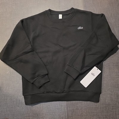 Alo Yoga Accolade Crew Neck Pullover Sweatshirt Black Size Small