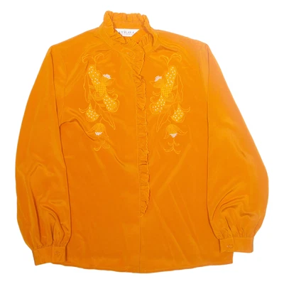 YUKALI Blouse Femme Orange Col Montant Manches Longues L - Photo 1/4