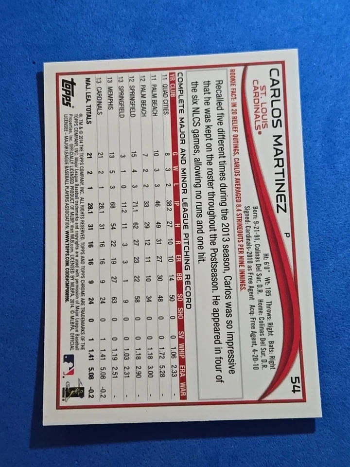 2014 Carlos Martinez Topps Chrome #54 - Image 2 of 2