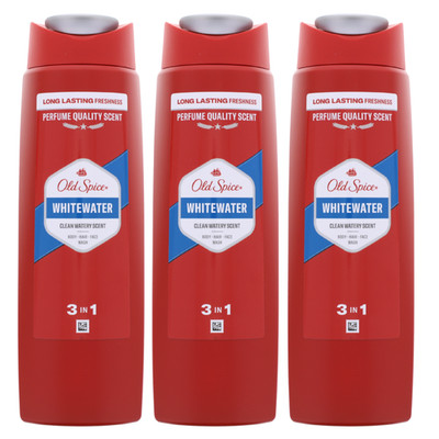 3x Old Spice Whitewater 3in1 Shampoo für Haar, Gesicht und Körper je 250ml