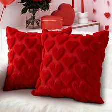 Valentines Day Decorations Pillow Covers - 18x18 inch Set of 2 Heart Shaped P...