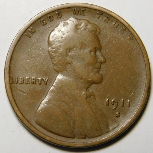 1911 S Lincoln Wheat Cent Penny Cleaned F-VF  "Actual Coin Pictured"
