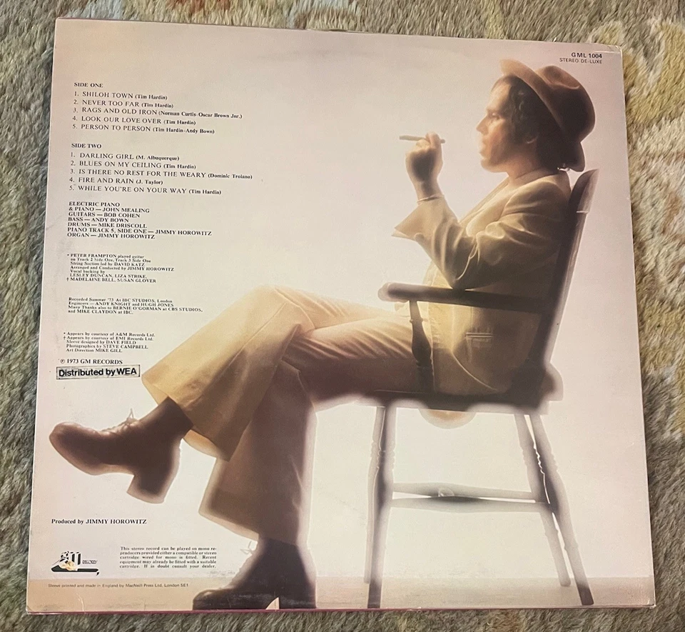 1973 UK-PRESS Folk Rock LP - TIM HARDIN "Nine" GM RECORDS w/ Peter Frampton - Image 2 of 2