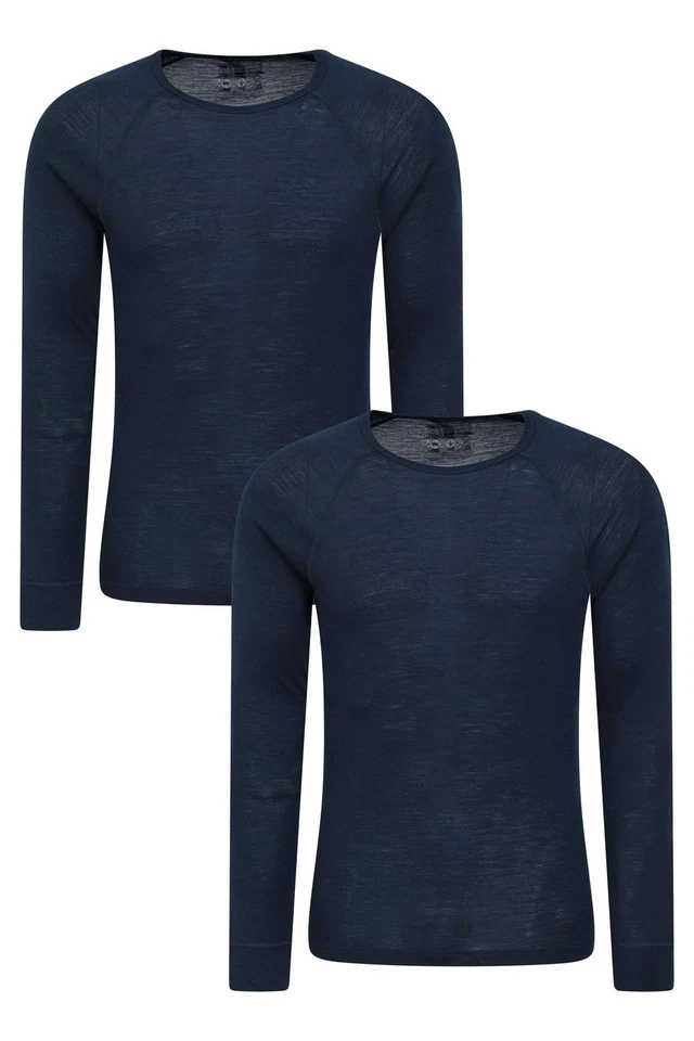 Mountain Warehouse Mens Round Neck Base Layer Cosy Long Sleeve Merino Top 2 Pack