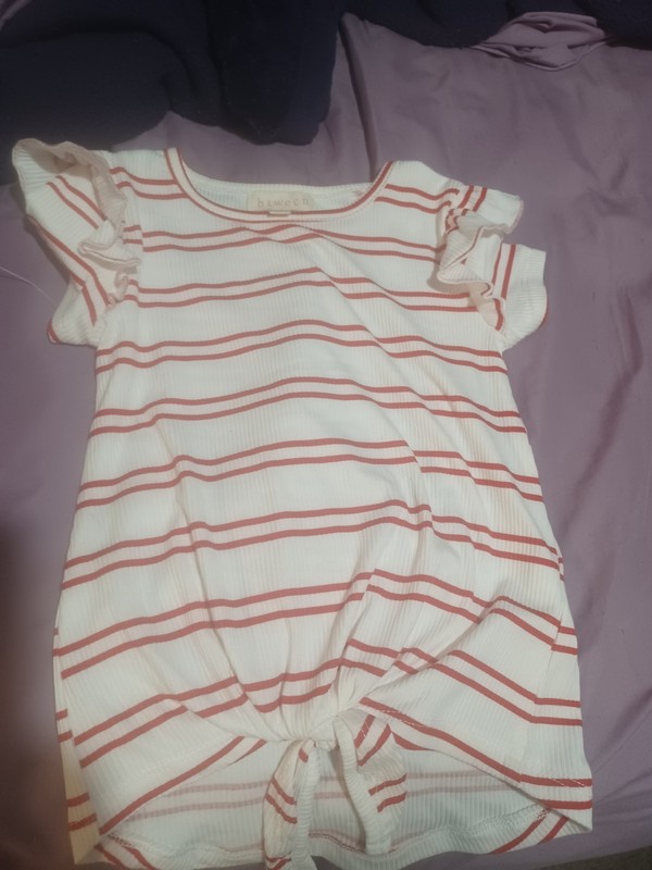 girls size red and white striped shirt