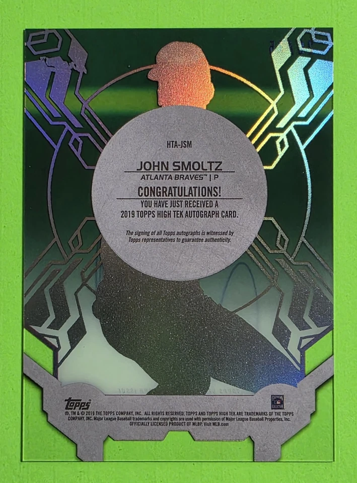 A 2019 Topps High Tek High Tek Autographs John Smoltz #HTA-JSM Pink 28/75 Braves - Image 2 of 2