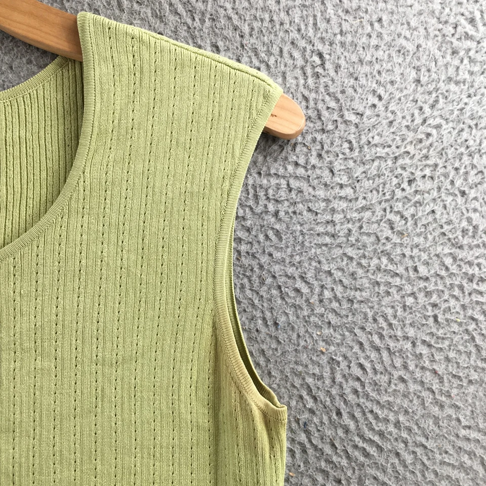 Camiseta sin mangas acanalada Talbots para mujer L verde sin mangas pulóver informal cuello redondo Foto 3 de 4