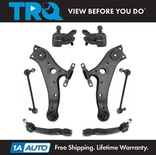 TRQ 8 Piece Steering Suspension Kit Control Arms Ball Joints Tie Rods End Links