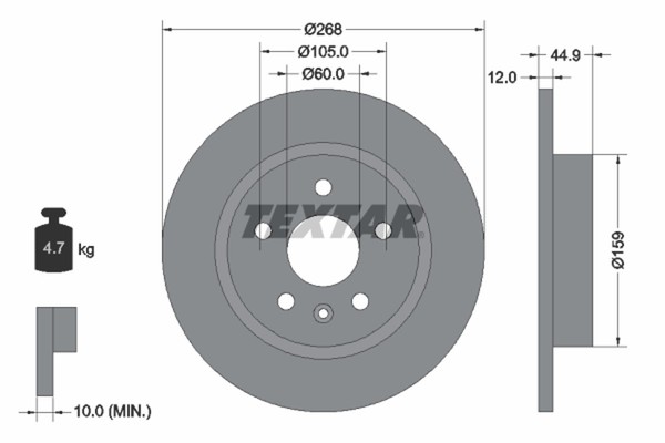 2X Textar Bremsscheibe PRO 92205503 FüR Opel Astra GTC Mokka Chevrolet Cruze P10-image